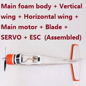 XK A600 RC Airplanes Helicopter spare parts main foam body + vertical wing + horizontal wing + SERVO + ESC + Main motor + Blade (Assembled)
