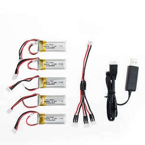 XK A800 RC Airplane Drone spare parts 7.4V 300mAh battery 5pcs + 1 to 3 charger wire + USB charger wire - Click Image to Close