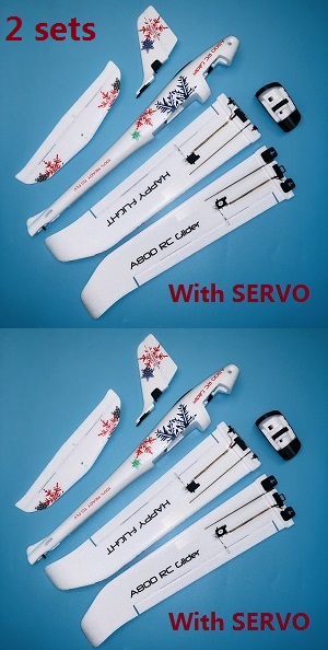 XK A800 foam body + vertical and horizontal wing + right and left main wing with SERVO group 2sets - Click Image to Close