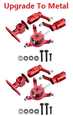V977 Wltoys WL RC helicopter spare parts upgrade to metal parts set Red 2sets - Click Image to Close