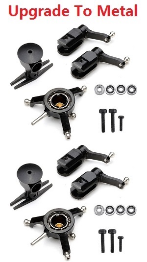 V977 Wltoys WL RC helicopter spare parts upgrade to metal parts set Black 2sets - Click Image to Close
