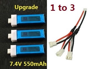 XK K120 RC helicopter spare parts 1 to 3 charger wire + 3* 7.4V 550mAh battery - Click Image to Close