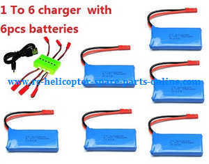 XK X260 X260-1 X260-2 quadcopter spare parts 1 to 6 charger set + 6*3.7V 780mAh battery - Click Image to Close
