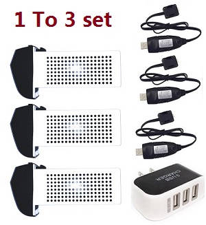 Syma X30 Z6 RC drone spare parts 1 TO 3 charger set + 3*7.6V 1700mAh battery Black-White set - Click Image to Close