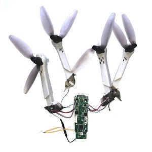Syma X30 Z6 RC drone spare parts PCB board + side motor arms set + main blades (Assembled) Gray-White - Click Image to Close