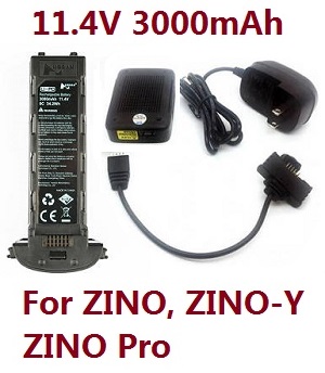 *** Deal *** Hubsan H117S ZINO,ZINO-Y,ZINO Pro,ZINO Pro + Plus RC Drone spare parts battery 11.4V 3000mAh Black with charger set (for ZINO, ZINO-Y, ZINO Pro)