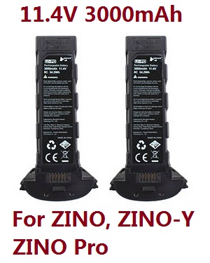 Hubsan H117S ZINO,ZINO-Y,ZINO Pro,ZINO Pro + Plus RC Drone Quadcopter spare parts battery 11.4V 3000mAh Black 2pcs (for ZINO, ZINO-Y, ZINO Pro) - Click Image to Close