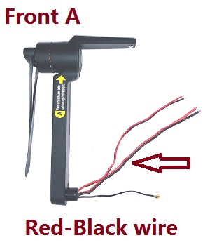 Hubsan H117S ZINO,ZINO-Y,ZINO Pro,ZINO Pro + Plus RC Drone Quadcopter spare parts side motor black arm set A (Front A Red-Black wire) - Click Image to Close