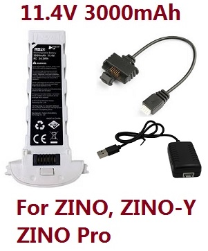 *** Deal *** Hubsan H117S ZINO,ZINO-Y,ZINO Pro,ZINO Pro + Plus RC Drone spare parts battery 11.4V 3000mAh White with usb charger set (for ZINO, ZINO-Y, ZINO Pro)