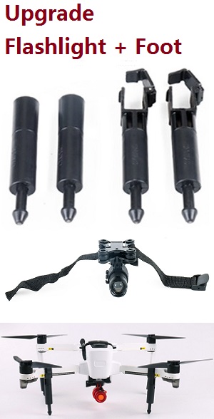 Hubsan ZINO 2 RC Drone spare parts upgrade spring foot + flashlight (Black) - Click Image to Close